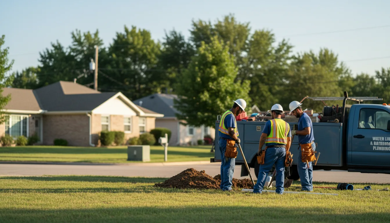 Residential water line and bathroom plumbing service in Park Hill, OK